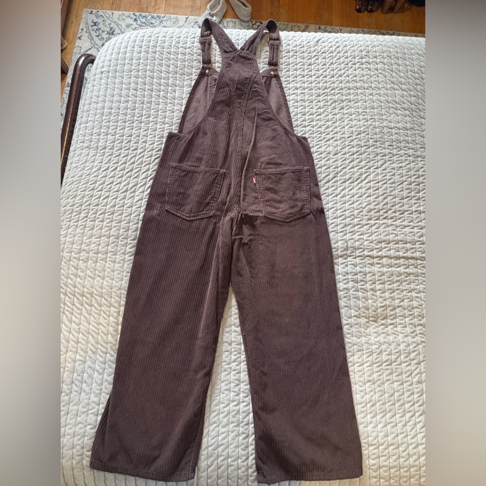 Levi's Women's Dark Brown Corduroy Wide-Leg Overalls - Picture 2 of 3